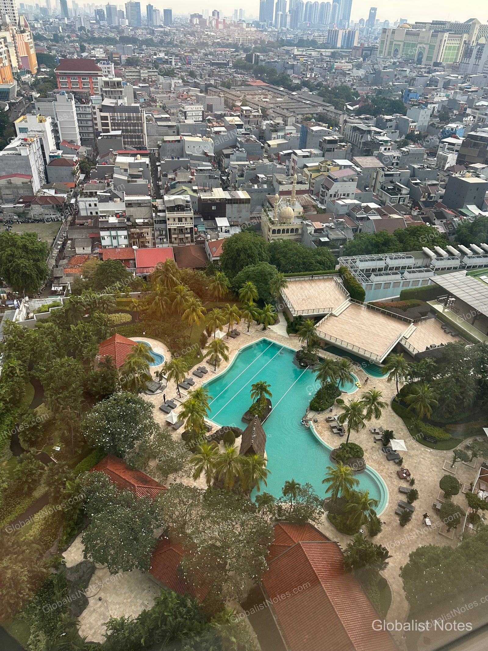 We spent our first two days in a Club Access King Room. The view of the pool from the window gave the room a resort-like feel. This side of the hotel was noticeably quieter than the Bundaran View rooms.